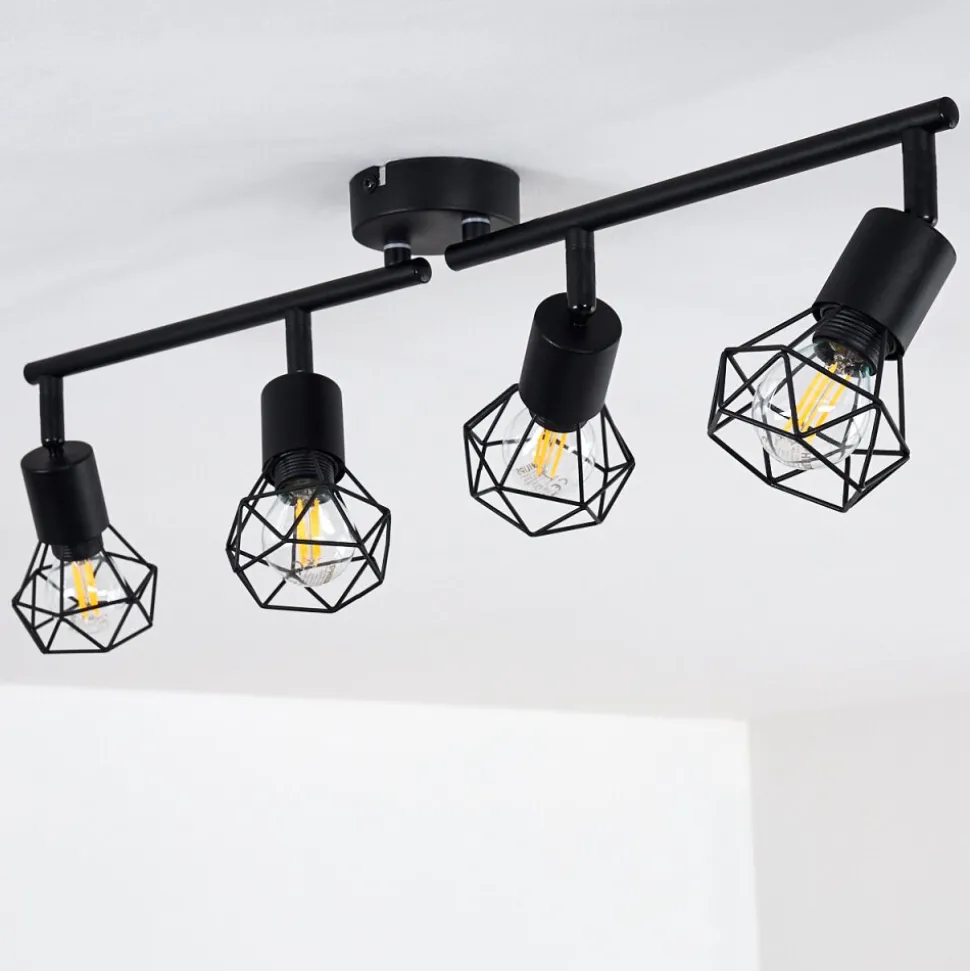 Plafonnier Baripada Noir, 4 Lumieres