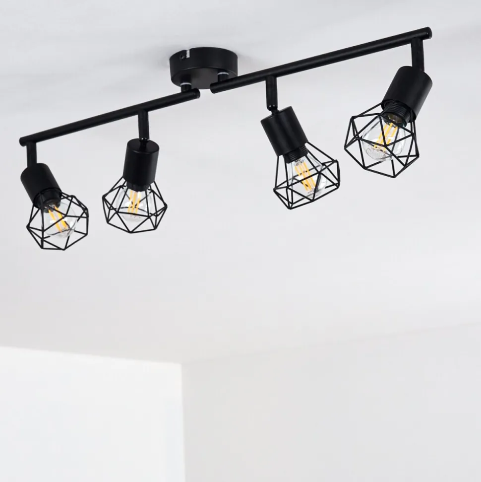 Plafonnier Baripada Noir, 4 Lumieres