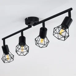 Plafonnier Baripada Noir, 4 Lumieres