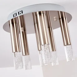 Plafonnier Basvuly Led Nickel Mat, 6 Lumieres