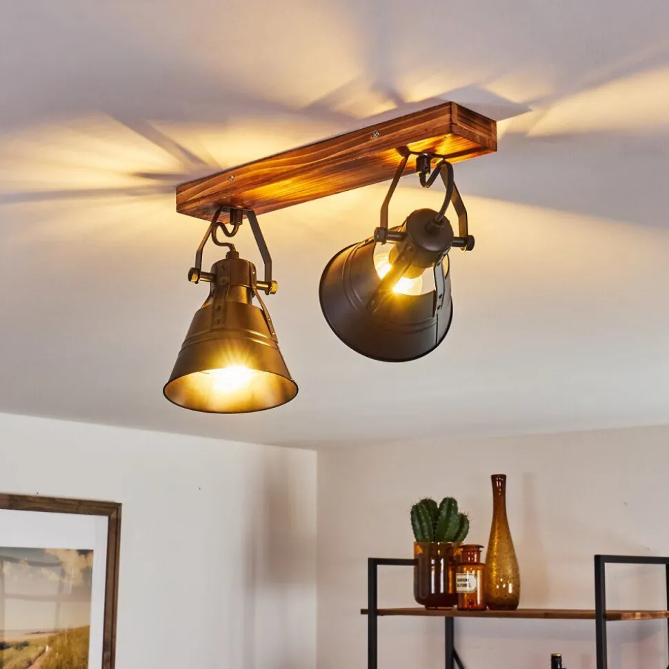 Plafonnier Berkeley Bois Fonce, Noir, 2 Lumieres