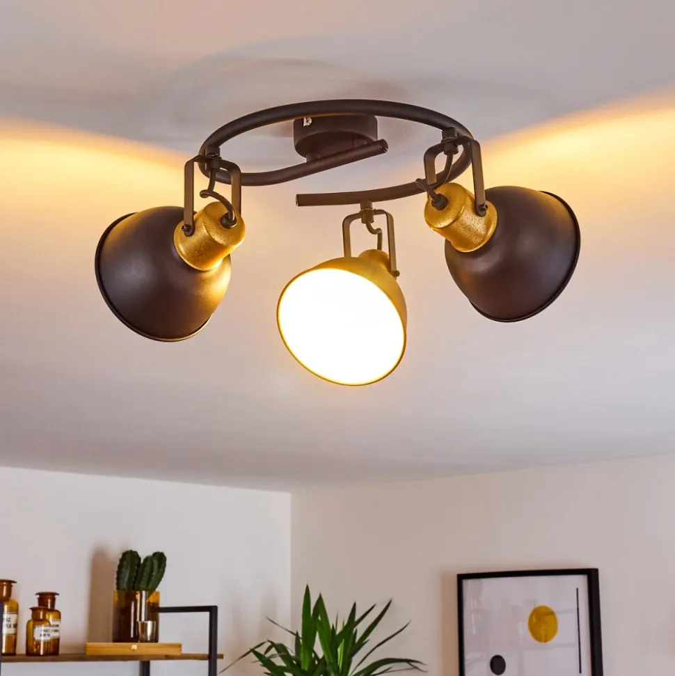Plafonnier Blackburn Noir Dore, 3 Lumieres