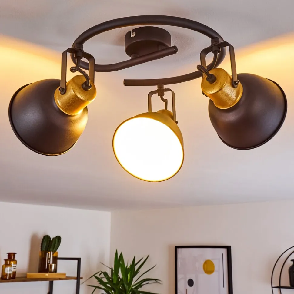 Plafonnier Blackburn Noir Dore, 3 Lumieres