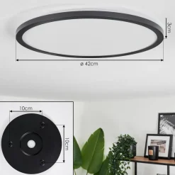 Plafonnier Boyero Led Noir, 2 Lumieres, Telecommandes, Changeur De Couleurs