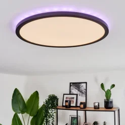 Plafonnier Boyero Led Noir, 2 Lumieres, Telecommandes, Changeur De Couleurs