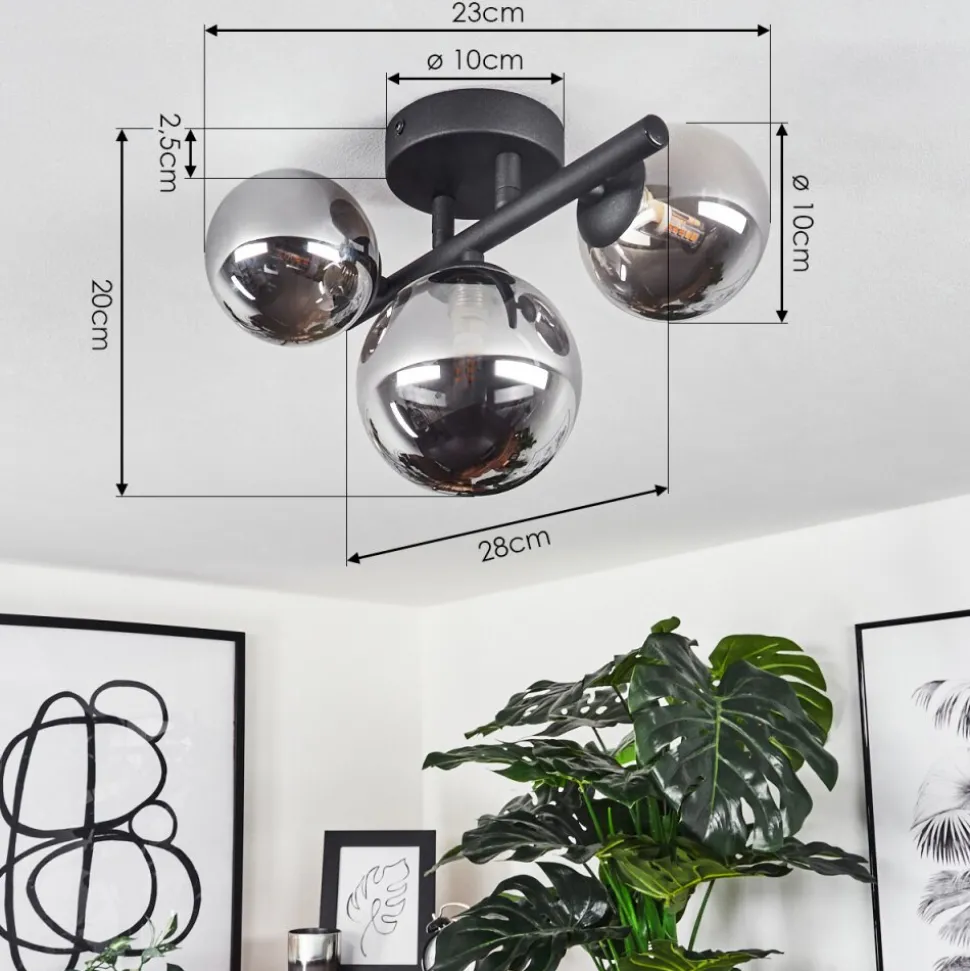Plafonnier Chariton Led Noir, 3 Lumieres
