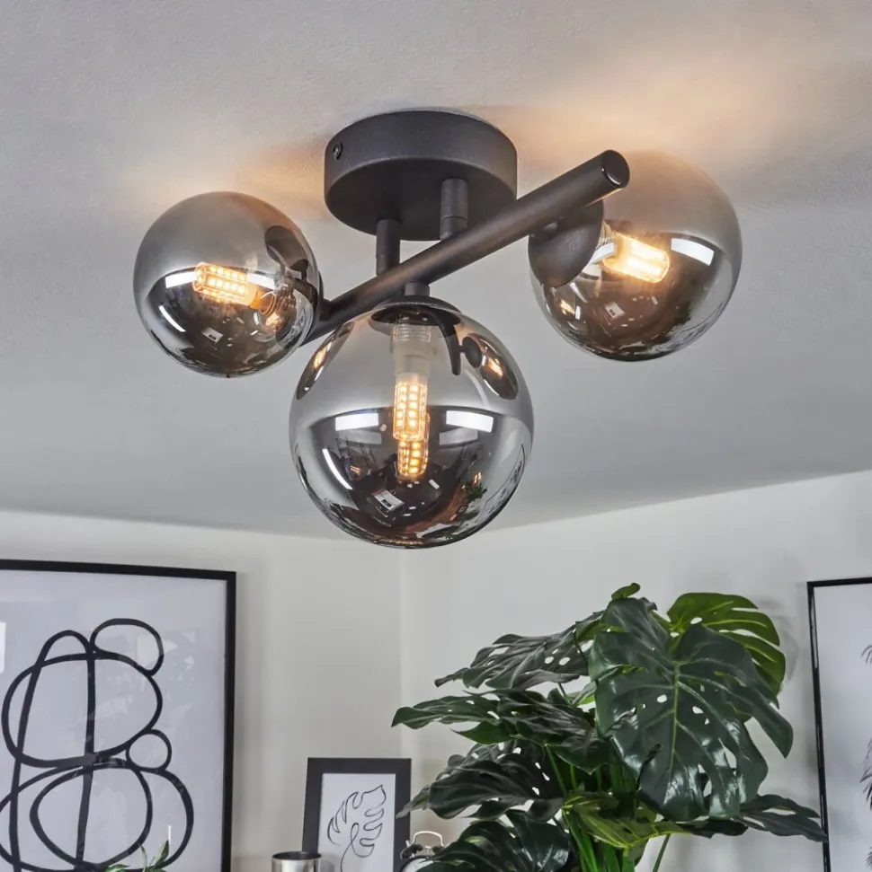Plafonnier Chariton Led Noir, 3 Lumieres