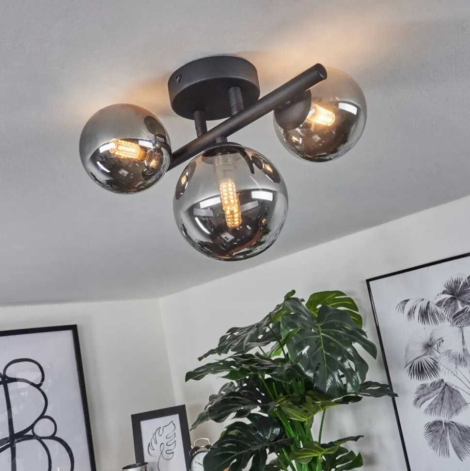 Plafonnier Chariton Led Noir, 3 Lumieres