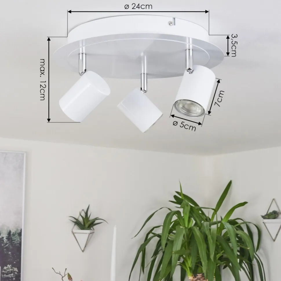 Plafonnier Chennai Led Chrome, Blanc, 3 Lumieres