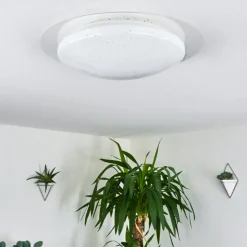 Plafonnier Cure Led Blanc, 1 Lumiere, Telecommandes, Changeur De Couleurs