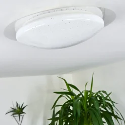 Plafonnier Cure Led Blanc, 1 Lumiere, Telecommandes, Changeur De Couleurs