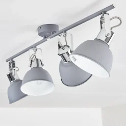Plafonnier Dompierre Gris, Blanc, 4 Lumieres