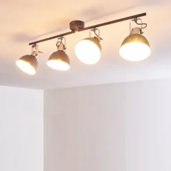 Plafonnier Dompierre Gris, Blanc, 4 Lumieres
