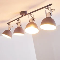 Plafonnier Dompierre Gris, Blanc, 4 Lumieres