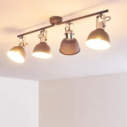 Plafonnier Dompierre Gris, Blanc, 4 Lumieres