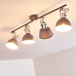 Plafonnier Dompierre Gris, Blanc, 4 Lumieres