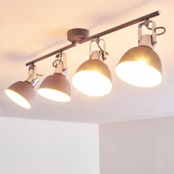 Plafonnier Dompierre Gris, Blanc, 4 Lumieres