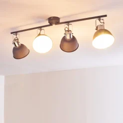 Plafonnier Dompierre Gris, Blanc, 4 Lumieres