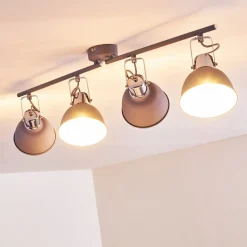 Plafonnier Dompierre Gris, Blanc, 4 Lumieres