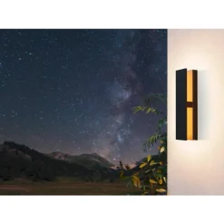 Plafonnier Exterieur Eglo Costorio Led Couleur Bois, Noir, 1 Lumiere