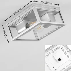 Plafonnier Exterieur Kiwalik Argente, 2 Lumieres