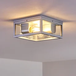Plafonnier Exterieur Kiwalik Argente, 2 Lumieres