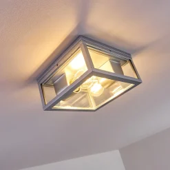 Plafonnier Exterieur Kiwalik Argente, 2 Lumieres