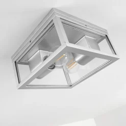 Plafonnier Exterieur Kiwalik Argente, 2 Lumieres