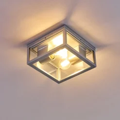 Plafonnier Exterieur Kiwalik Argente, 2 Lumieres