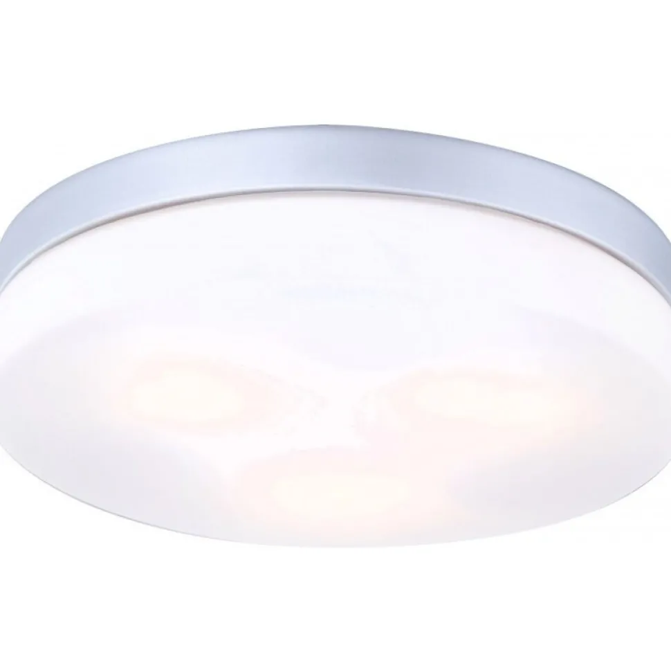 Plafonnier Globo Vranos Acier Inoxydable, Argente, Blanc, 3 Lumieres