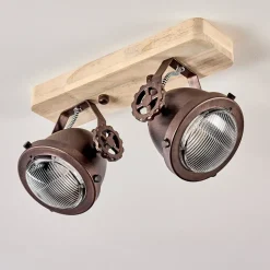 Plafonnier Herford Bois Clair, Cuivre, 2 Lumieres
