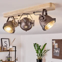 Plafonnier Herford Bois Clair, Cuivre, 3 Lumieres