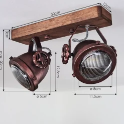 Plafonnier Herford Bois Fonce, Rouille, 2 Lumieres