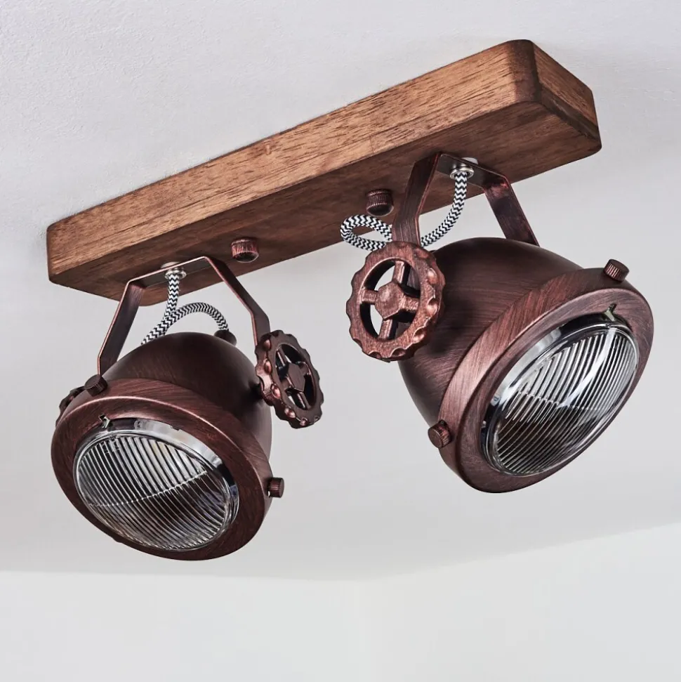 Plafonnier Herford Bois Fonce, Rouille, 2 Lumieres