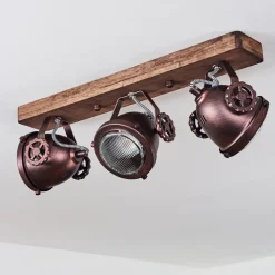 Plafonnier Herford Bois Fonce, Rouille, 3 Lumieres