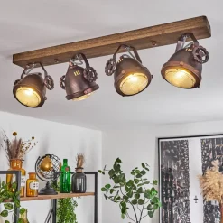 Plafonnier Herford Bois Fonce, 4 Lumieres