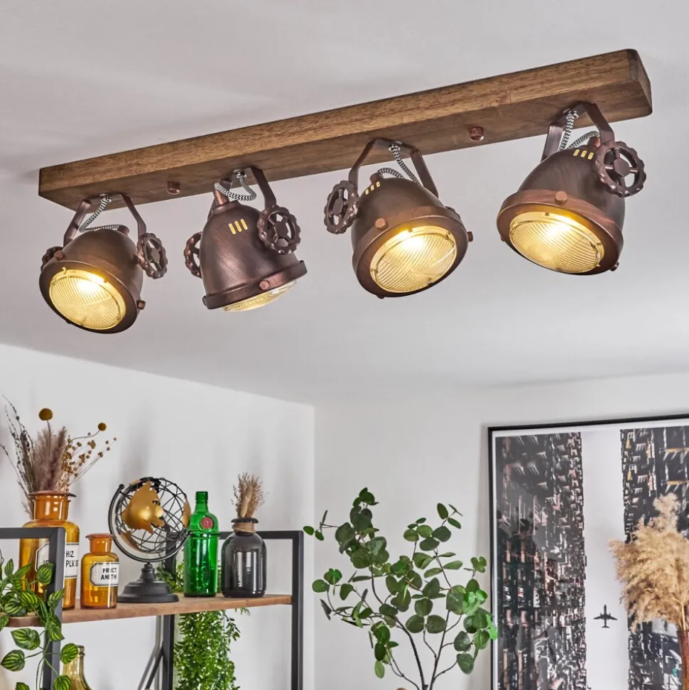 Plafonnier Herford Bois Fonce, 4 Lumieres