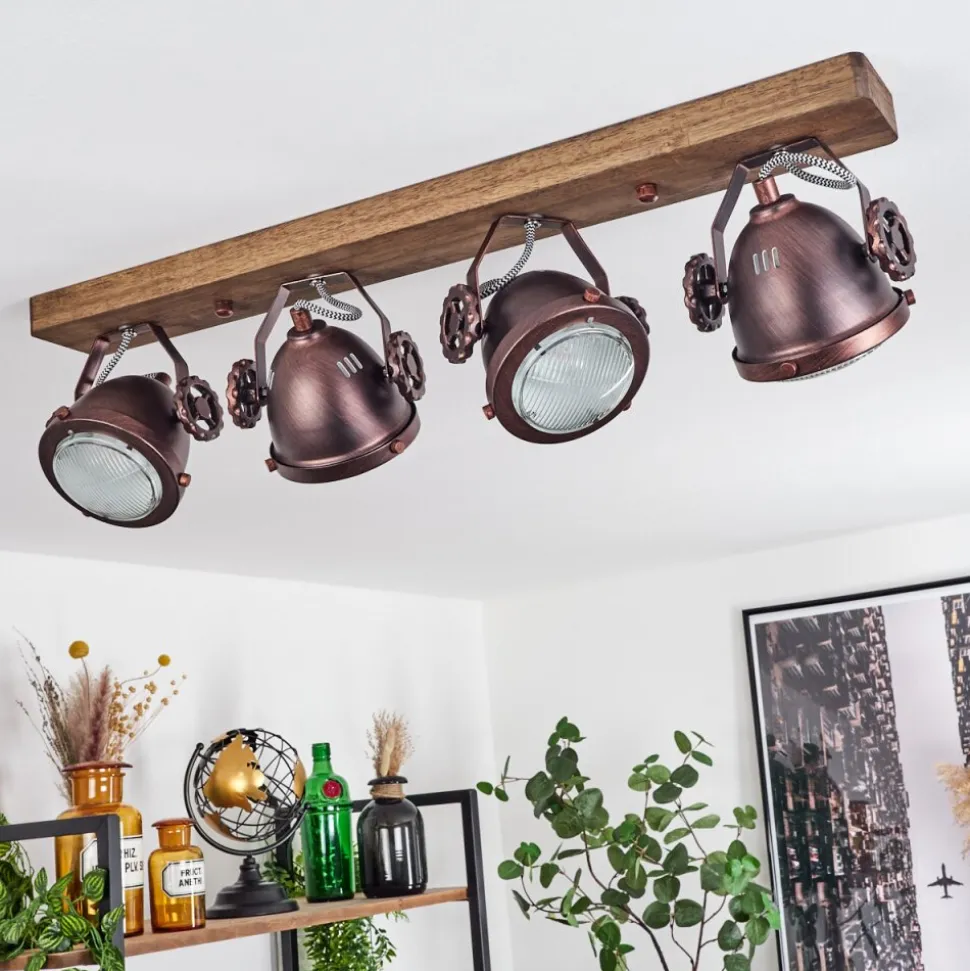 Plafonnier Herford Bois Fonce, 4 Lumieres