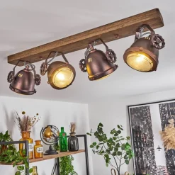 Plafonnier Herford Bois Fonce, 4 Lumieres