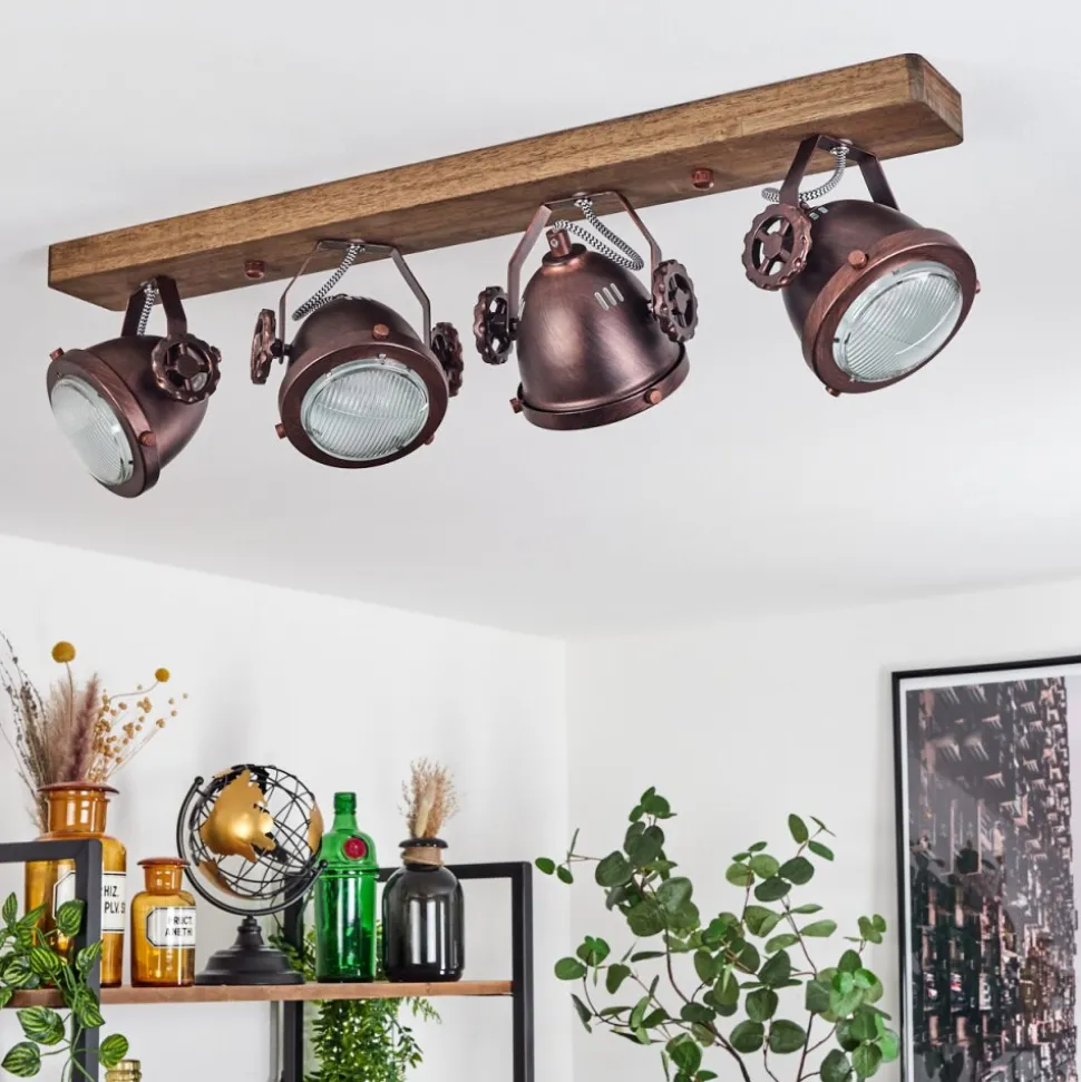 Plafonnier Herford Bois Fonce, 4 Lumieres