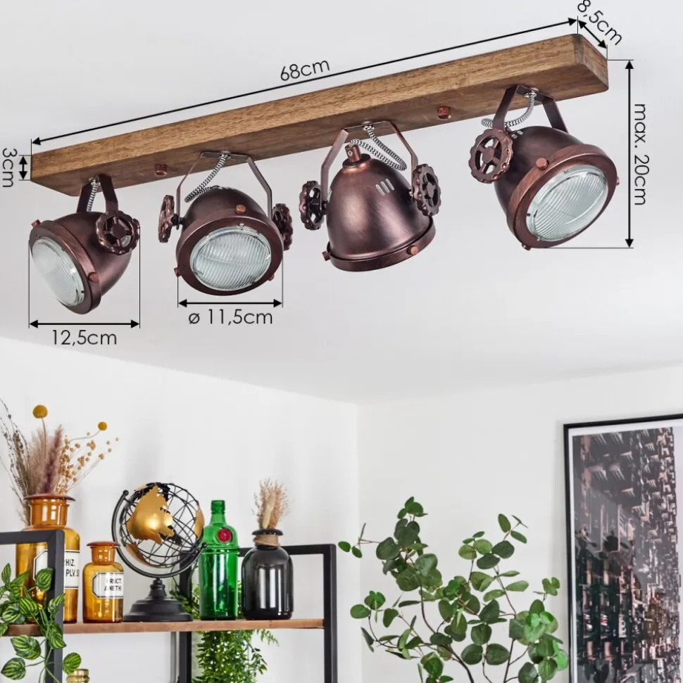 Plafonnier Herford Bois Fonce, 4 Lumieres