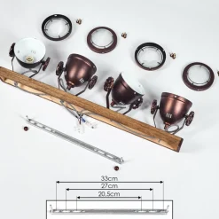 Plafonnier Herford Bois Fonce, 4 Lumieres