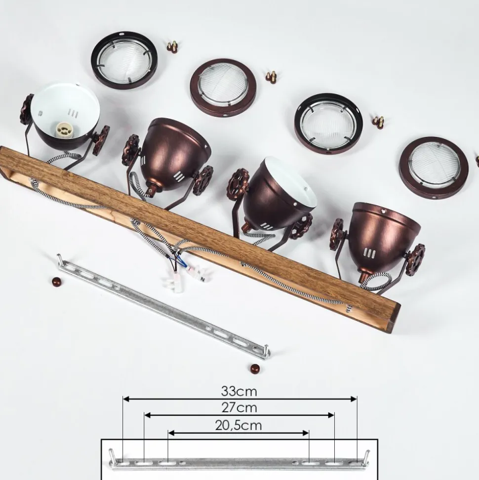 Plafonnier Herford Bois Fonce, 4 Lumieres