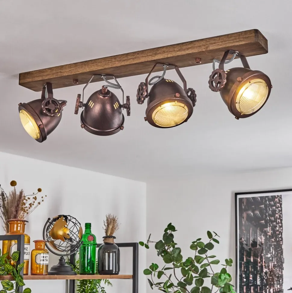 Plafonnier Herford Bois Fonce, 4 Lumieres