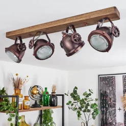 Plafonnier Herford Bois Fonce, 4 Lumieres