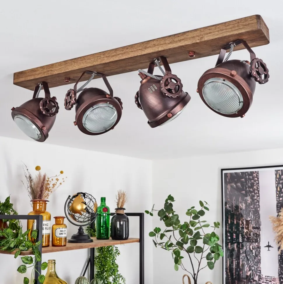 Plafonnier Herford Bois Fonce, 4 Lumieres