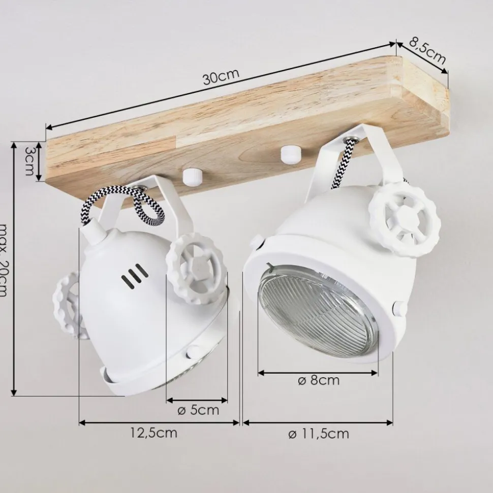 Plafonnier Herford Ecru, Blanc, 2 Lumieres