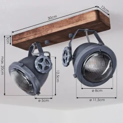 Plafonnier Herford Gris, Bois Fonce, 2 Lumieres
