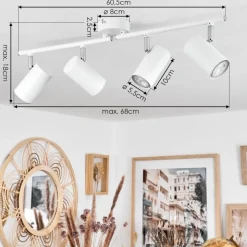 Plafonnier Javel Blanc, 4 Lumieres