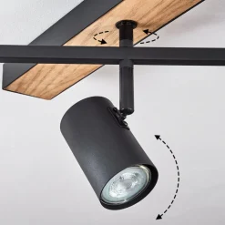 Plafonnier Javel Brun, Couleur Bois, Noir, 5 Lumieres